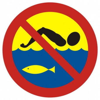 Znak A-7 - kąpiel zabroniona - hodowla ryb - DIBOND