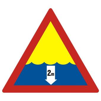 Naklejka - znak C-2 - niebezpieczna głębokość wody