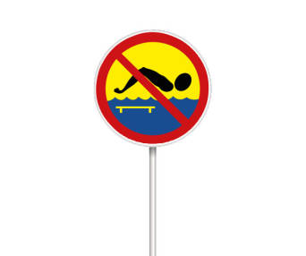 Metalowy znak na kąpielisko A3 - kąpiel zabroniona - most